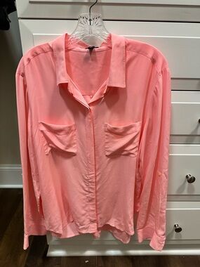 Ann Taylor Silk blouse in Bubblegum Pink size XL